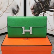 Hermes Constance Wallet Epsom Leather Palladium Hardware In Green