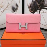 Hermes Constance Wallet Epsom Leather Palladium Hardware In Pink