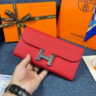 Hermes Constance Wallet Togo Leather Palladium Hardware In Red