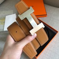 Hermes Constance Buckle 38MM Reversible Belt Smooth Leather In Brown/Silver