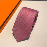 Hermes Crosslines Silk Tie In Pink