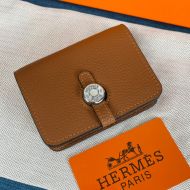 Hermes Dogon Card Holder Togo Leather Palladium Hardware In Brown