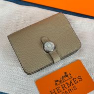 Hermes Dogon Card Holder Togo Leather Palladium Hardware In Grey