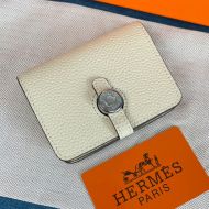 Hermes Dogon Card Holder Togo Leather Palladium Hardware In White