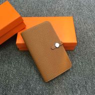 Hermes Dogon Duo Wallet Togo Leather Palladium Hardware In Brown