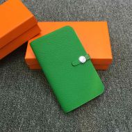 Hermes Dogon Duo Wallet Togo Leather Palladium Hardware In Green