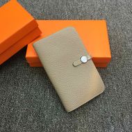 Hermes Dogon Duo Wallet Togo Leather Palladium Hardware In Grey