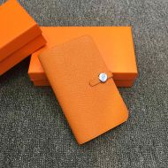 Hermes Dogon Duo Wallet Togo Leather Palladium Hardware In Orange