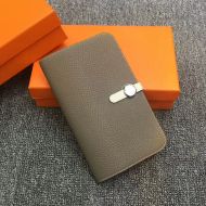 Hermes Dogon Duo Wallet Color Blocking Togo Leather Palladium Hardware In Grey/White