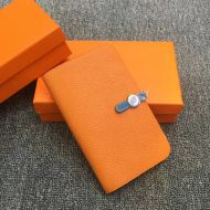 Hermes Dogon Duo Wallet Color Blocking Togo Leather Palladium Hardware In Orange/Blue