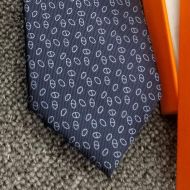 Hermes Double 6 Tissee Maillon Tie In Blue