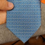 Hermes Double Baucher Tie In Blue