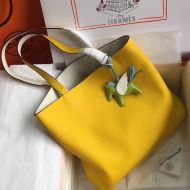 Hermes Double Sens Bag Clemence Leather In Yellow