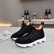 Hermes Eclair Sneakers Unisex Knit In Black/Orange