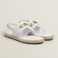Hermes Eloise Espadrille Sandals Women Calfskin with Roulis Buckle In White