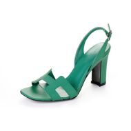 Hermes Eternite 95 Slingback Sandals Women Grained Calfskin In Green