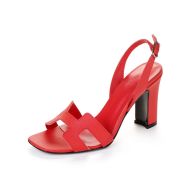 Hermes Eternite 95 Slingback Sandals Women Grained Calfskin In Red