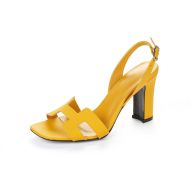Hermes Eternite 95 Slingback Sandals Women Grained Calfskin In Yellow