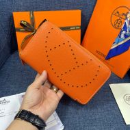 Hermes Evelyne Wallet Epsom Leather Gold Hardware In Orange