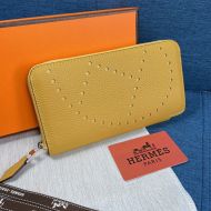 Hermes Evelyne Wallet Togo Leather Palladium Hardware In Yellow