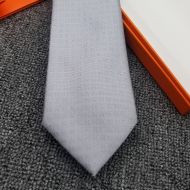 Hermes Faconnee H Bicolore Tie In Grey