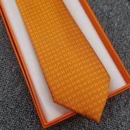 Hermes Faconnee H Bicolore Tie In Orange