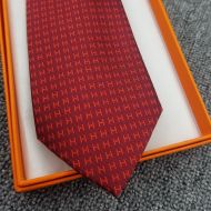 Hermes Faconnee H Bicolore Tie In Red