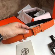 Hermes H Enamel Buckle 32MM Reversible Belt Epsom Leather In Orange