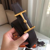 Hermes H Hippique Buckle 38MM Reversible Belt Togo Leather In Coffee