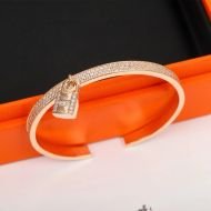 Hermes Kelly Clochette Bracelet With Crystal Gold