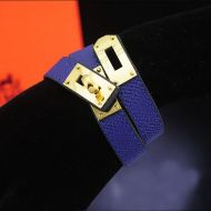 Hermes Kelly Double Tour Bracelet Epsom Calfskin In Blue
