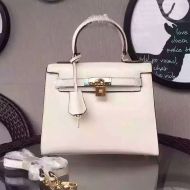 Hermes Kelly Bag Box Leather Gold Hardware In White