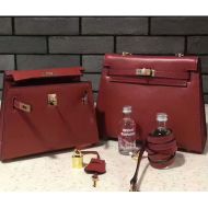 Hermes Kelly Chain Bag Box Leather Gold Hardware In Burgundy