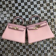 Hermes Kelly Bag Color Blocking Clemence Leather Gold Hardware In Light Pink