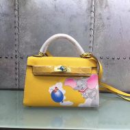 Hermes Kelly Mini Bag with Dumbo Print Togo Leather Gold Hardware In Yellow