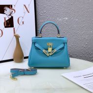 Hermes Kelly Mini Bag Togo Leather Gold Hardware In Blue