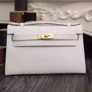 Hermes Kelly Mini Pochette Bag Epsom Leather Gold Hardware In White