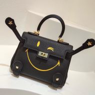 Hermes Kelly Bag with Smiling Print Togo Leather Gold Hardware In Black