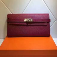 Hermes Kelly Wallet Epsom Leather Gold Hardware In Red