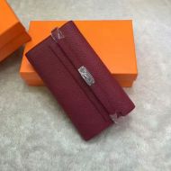 Hermes Kelly Wallet Epsom Leather Palladium Hardware In Burgundy