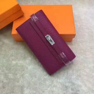 Hermes Kelly Wallet Epsom Leather Palladium Hardware In Purple