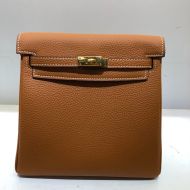 Hermes Kelly Ado Backpack Clemence Leather Gold Hardware In Brown