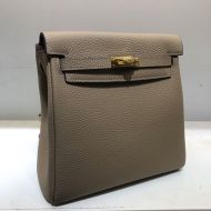 Hermes Kelly Ado Backpack Clemence Leather Gold Hardware In Taupe