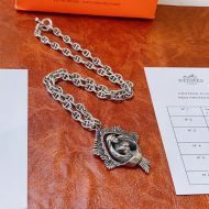 Hermes Mermaid Pendant Necklace Silver