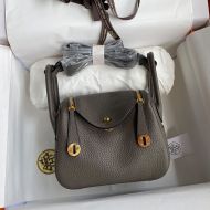 Hermes Lindy Mini Bag Togo Leather Gold Hardware In Marble