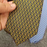 Hermes Mors Tricolore Tie In Yellow