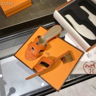 Hermes Oasis Slides Women Alligator Leather In Orange