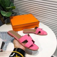 Hermes Oran Slides Women Nappa Leather In Pink