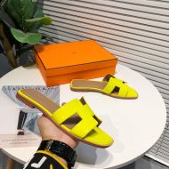 Hermes Oran Slides Women Nappa Leather In Yellow