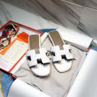 Hermes Oran Slides Women Calf Leather In White